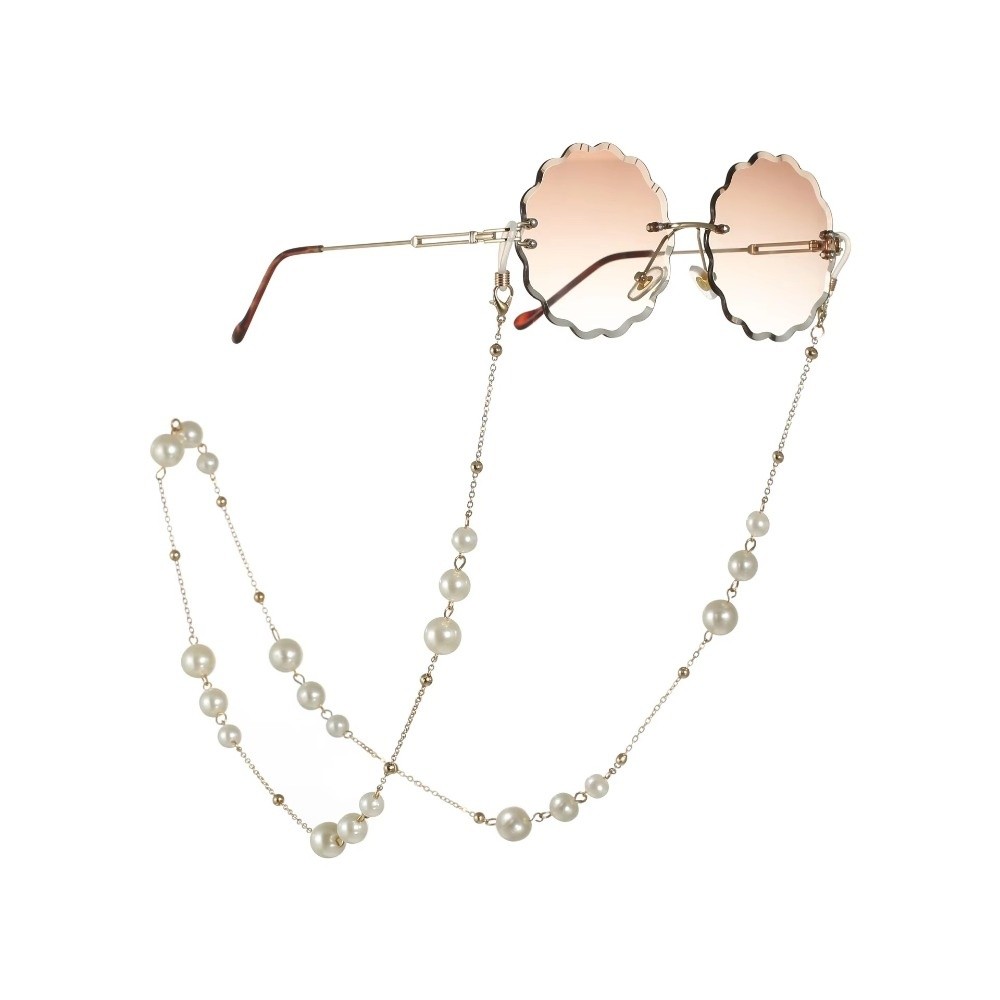 Mask Lanyard Adjustable - สายคล้องแว่นตาประดับไข่มุกสุดทันสมัย สายคล้องปรับระดับได้ ป้องกันการหล่น สายคล้องหน้ากากกันลื่น สำหรับใช้งานกลางแจ้งแบบสบายๆ