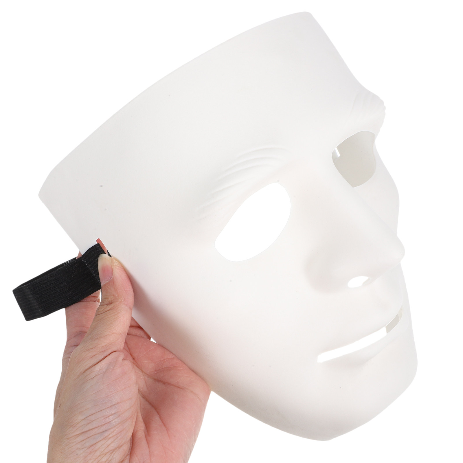 Black Face Mask Pack - หน้ากากเต็มหน้าสำหรับงานแฟนซี แพ็ค 5 ชิ้น ทำจากพลาสติก พร้อมริบบิ้นสีดำ
