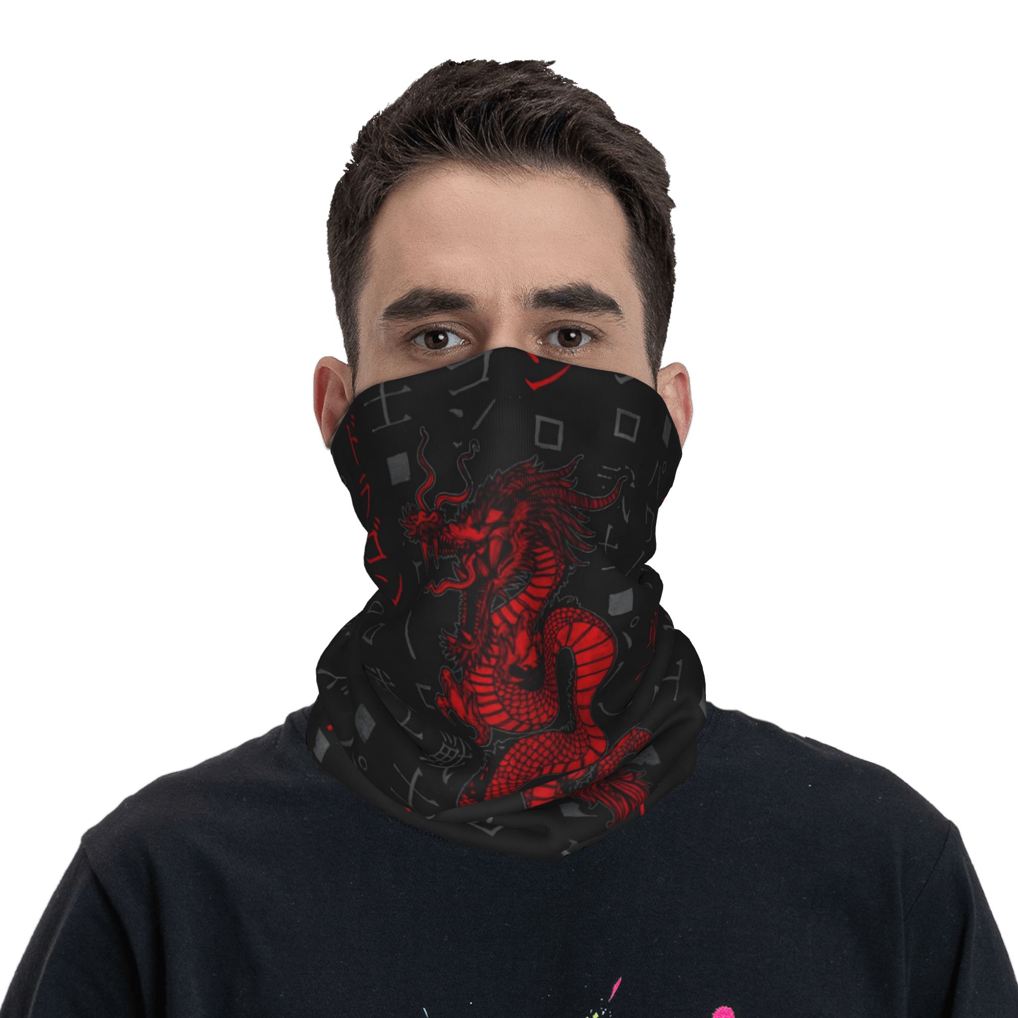 ผ้าพันคอแบบคลุมหน้าลายมังกรแดง - Neck Gaiter Face Cover บทวิจารณ์และราคา